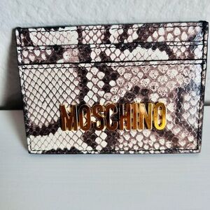 Moschino Brown Snake Print Card Holder